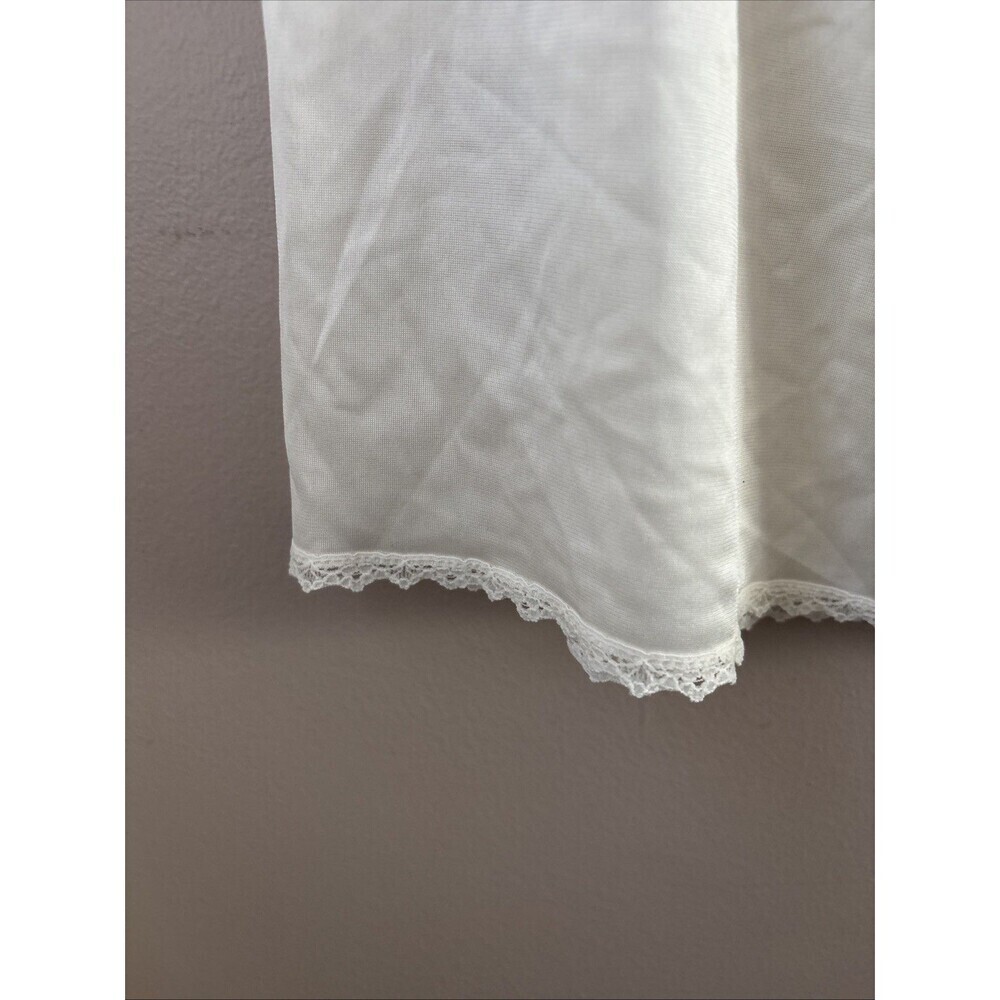 Vintage Vanity Fair Nylon Slip Skirt L Nude Lace Trim Elastic Waist Lingerie - Picture 3 of 5